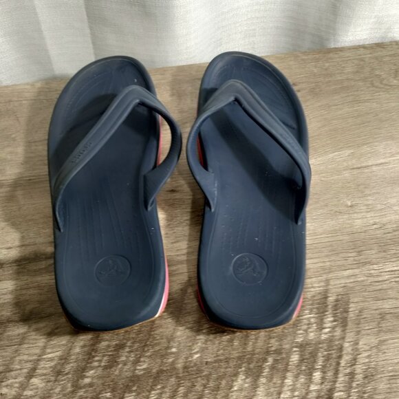 Crocs Men's Blue Retro Flip Flops Size 13 - Picture 5 of 8